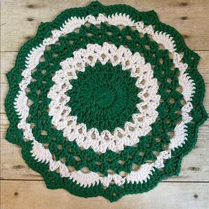 12 Inch Crochet Cotton Doily Green & White St. Patrick’s Day